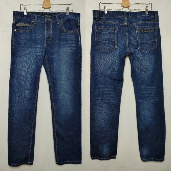 DSquared2 Classic Straight Leg Slim Fit Jeans Medium Dark Wash Cotton 36 Denim - Picture 1 of 12